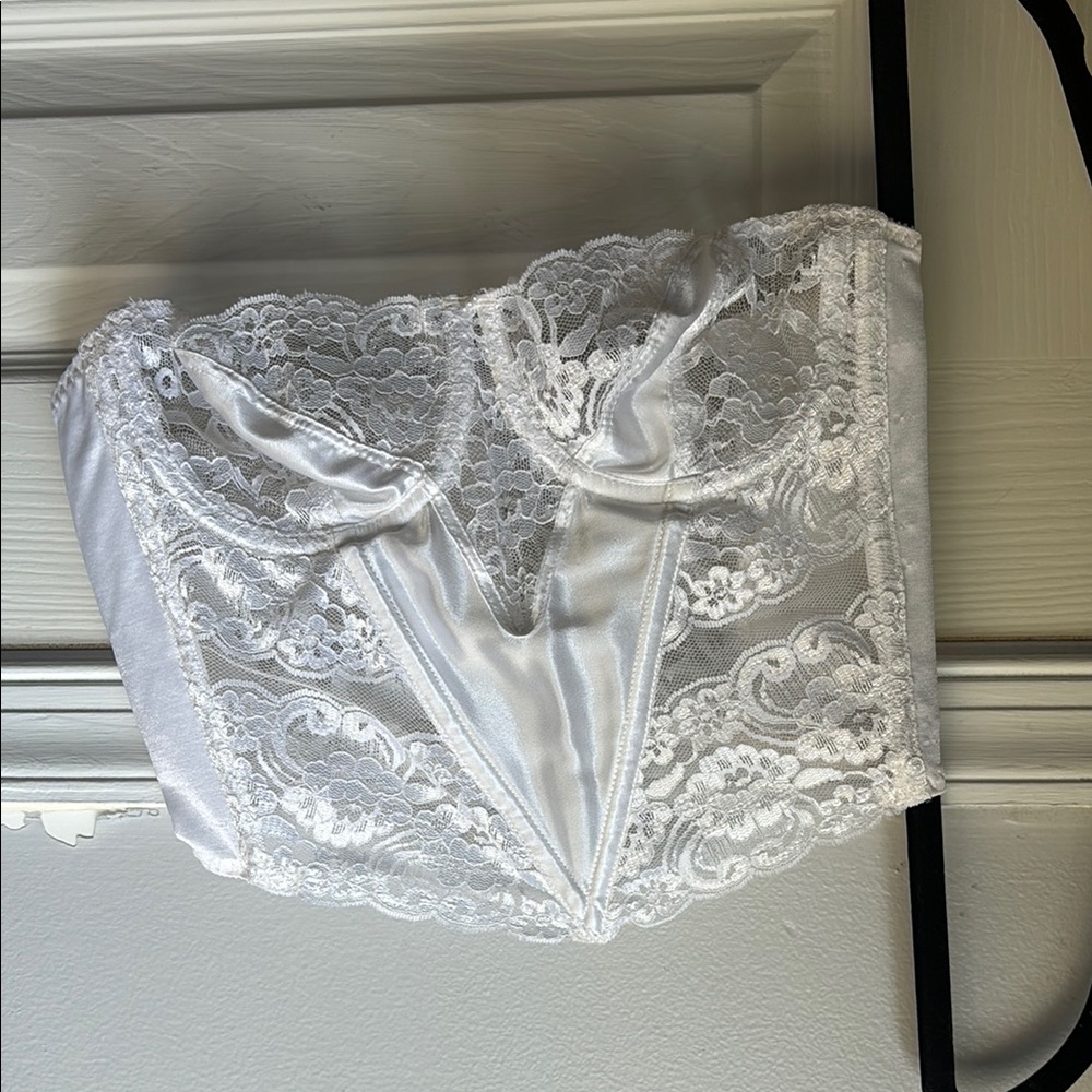 Christian Dior white lace corset